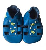 Hopi Hop capáčky BAREFOOT sandálky modrá rybičky