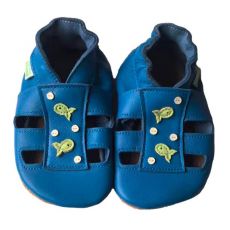Hopi Hop capáčky BAREFOOT sandálky modrá rybičky